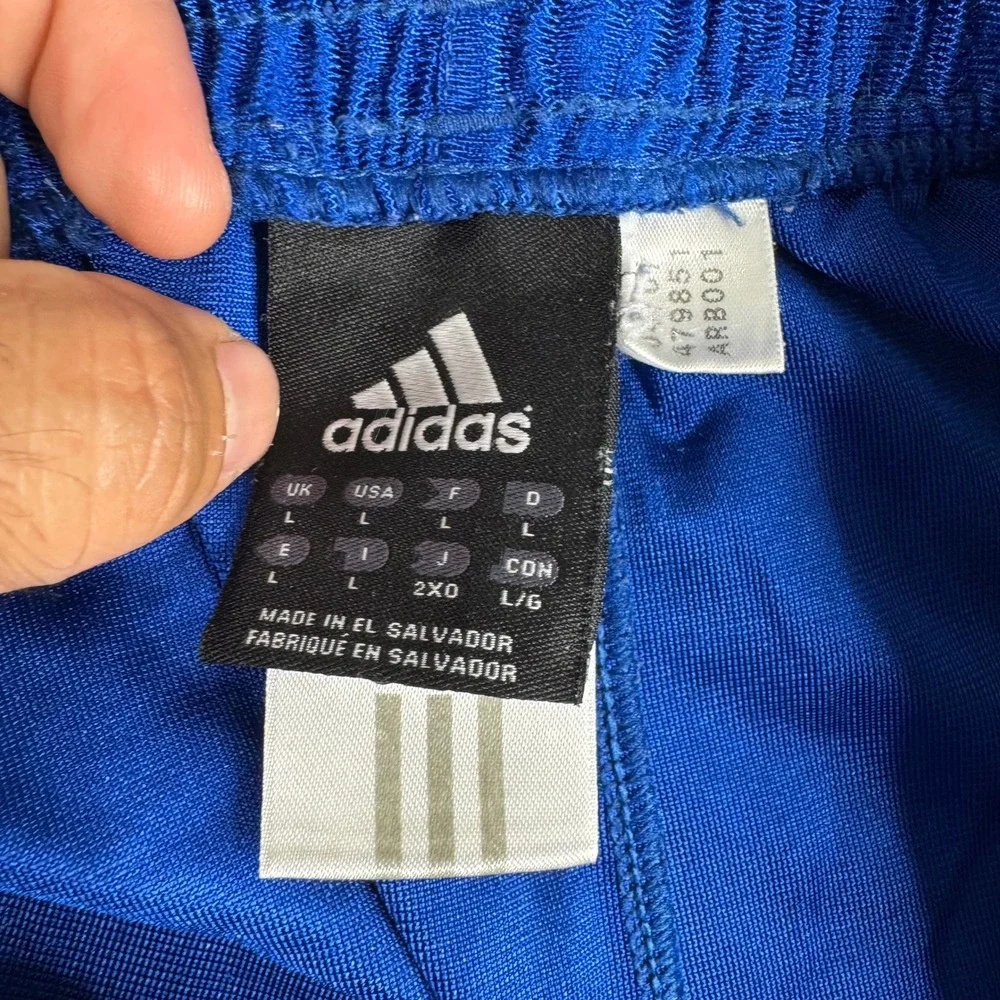 Adidas Athletic Shorts Mens Size Large Blue 3-Stripe Elastic Waist Sporty Gym
